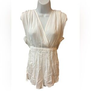 ASOS Design White Fuller Bust Crinkle Gathered Plunge Beach Romper New Size 4